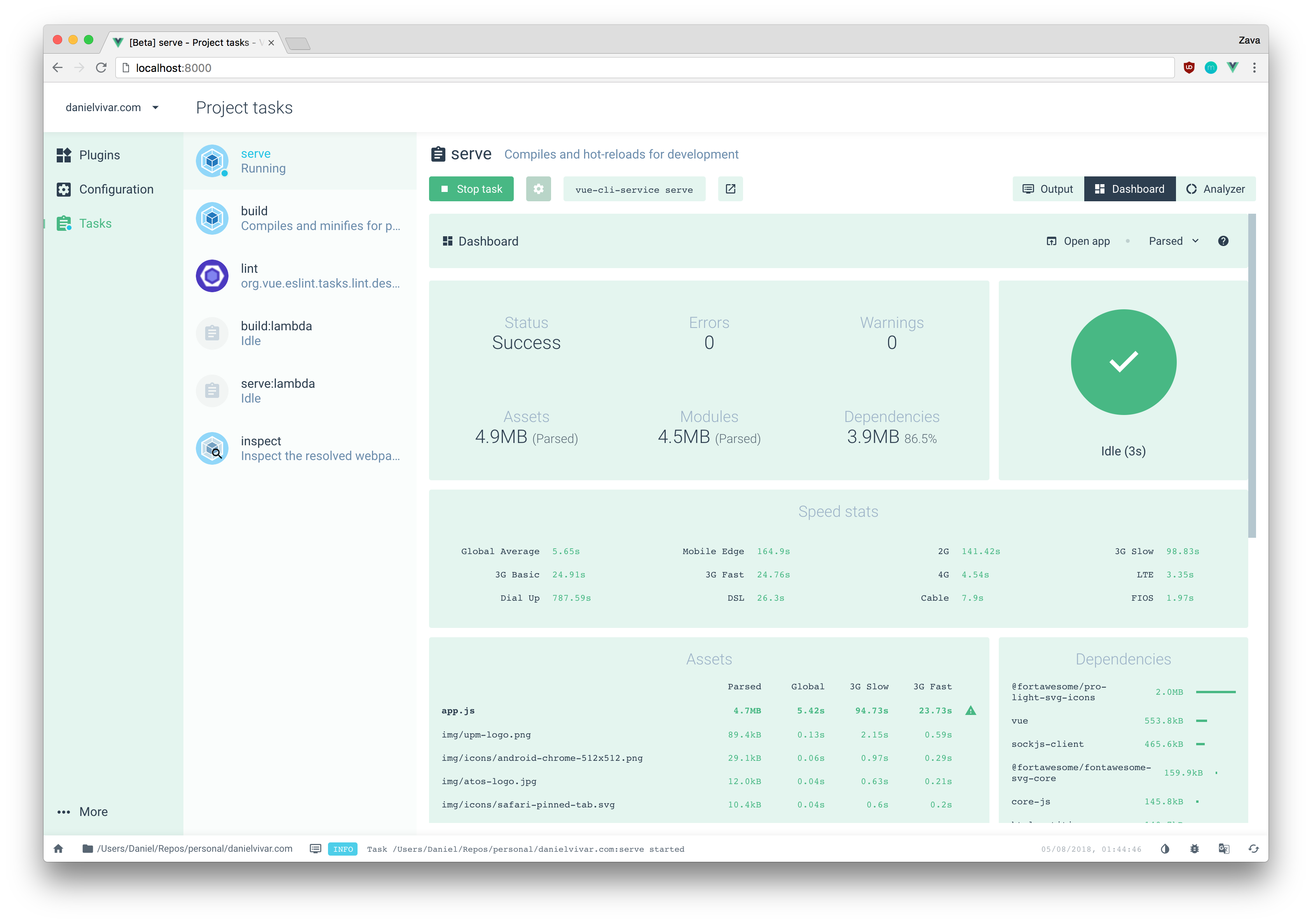 Vue CLI dashboard